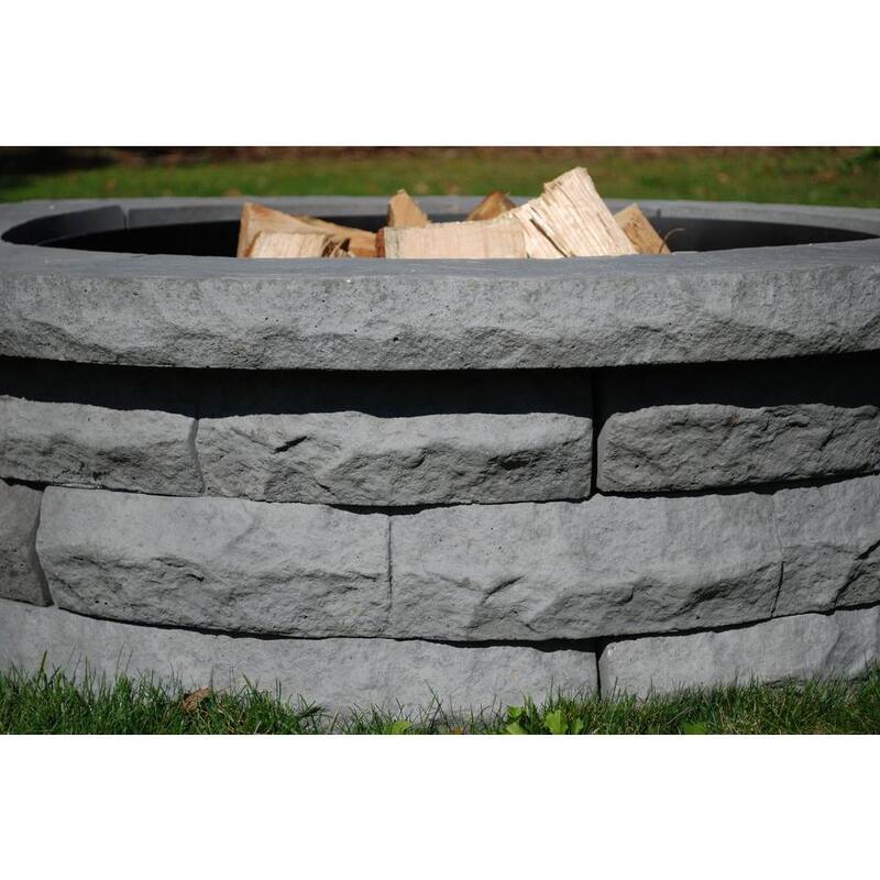 Ledgestone 47 in. x 14 in. Round Concrete Wood Fuel Fire Pit Ring Kit Gray