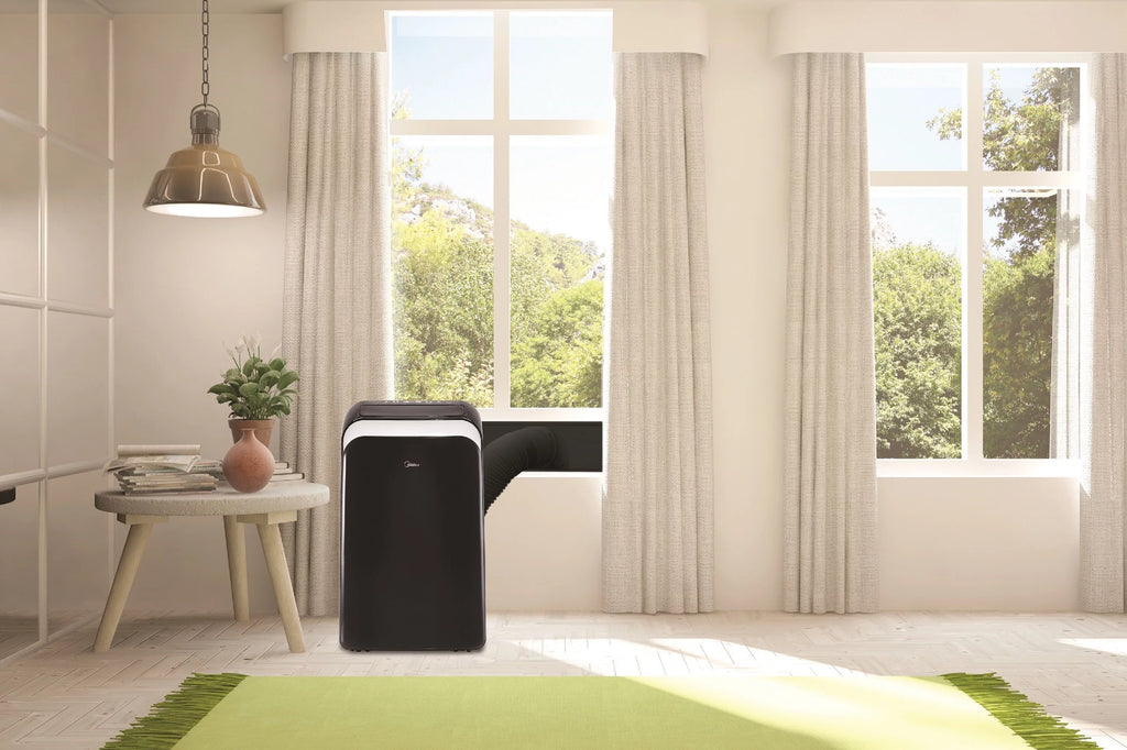 Midea 10,000 BTU (13,500 BTU ASHRAE) 115V Smart Portable Air Conditioner with Heat & Remote, Covers up to 450 Sq. ft., MAP10HS1WBL, Black
