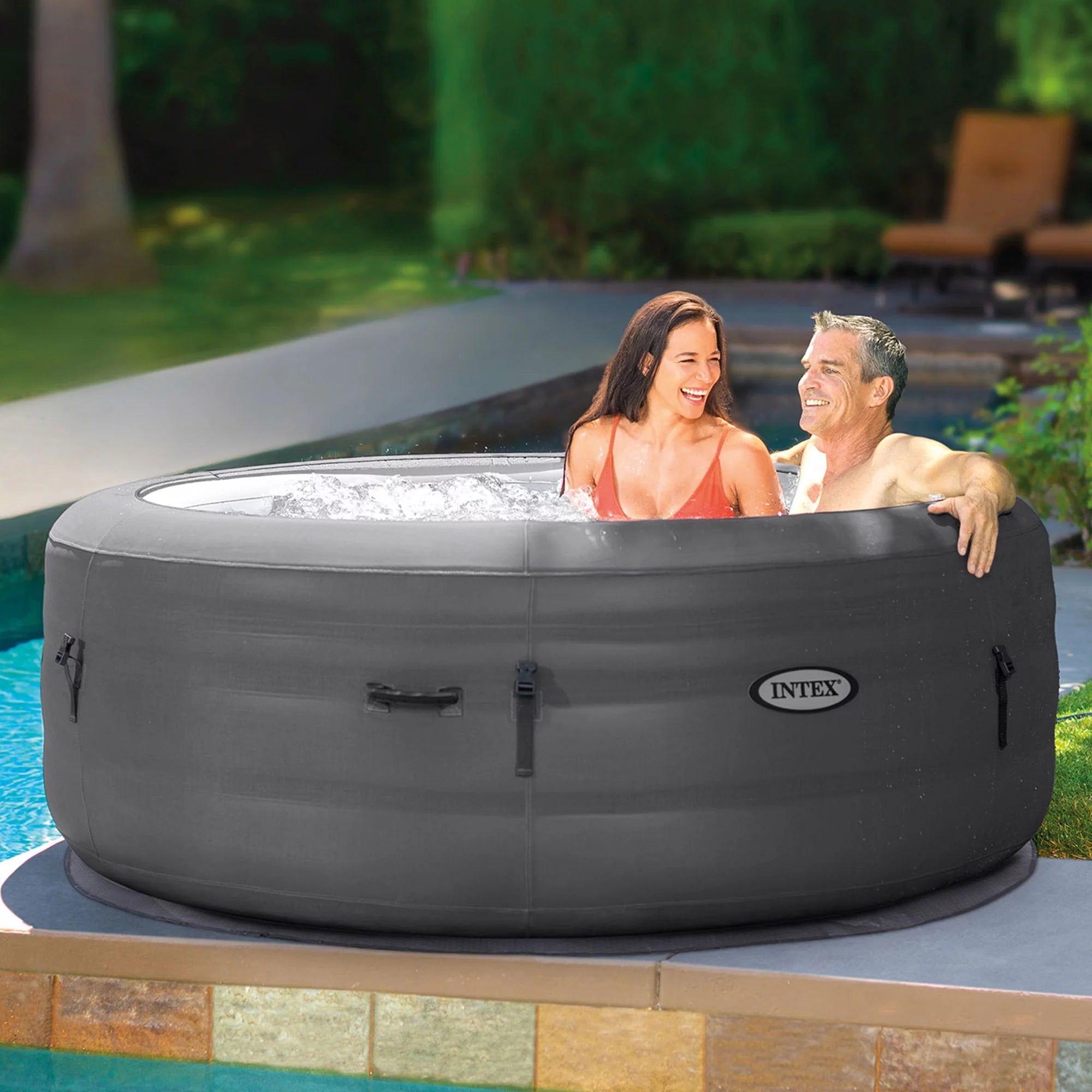 Intex 28481E Simple Spa 77in x 26in Inflatable Hot Tub with Filter Pump & Cover