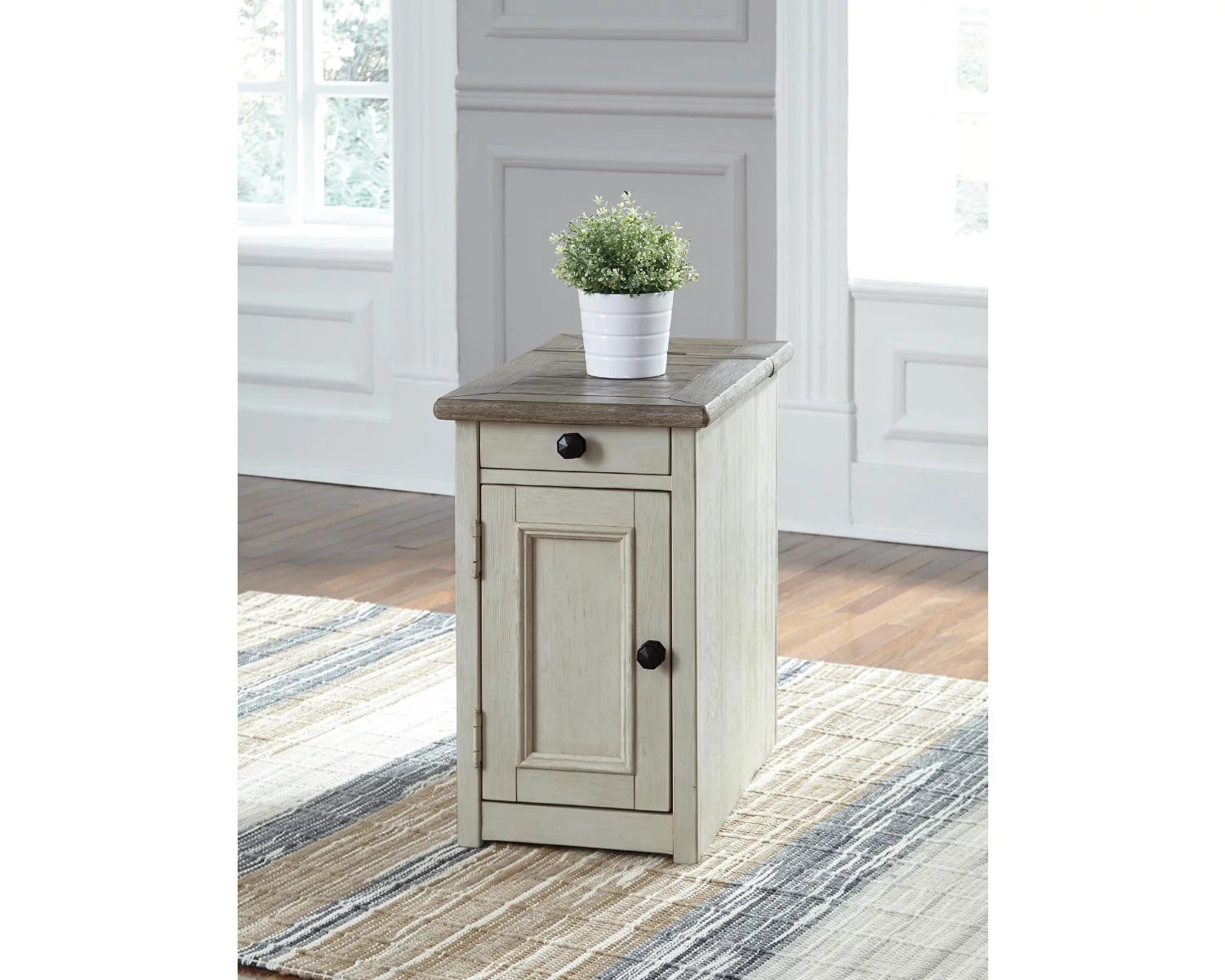Signature Design by Ashley Casual Bolanburg Chairside End Table with USB Ports & Outlets  Two-tone
