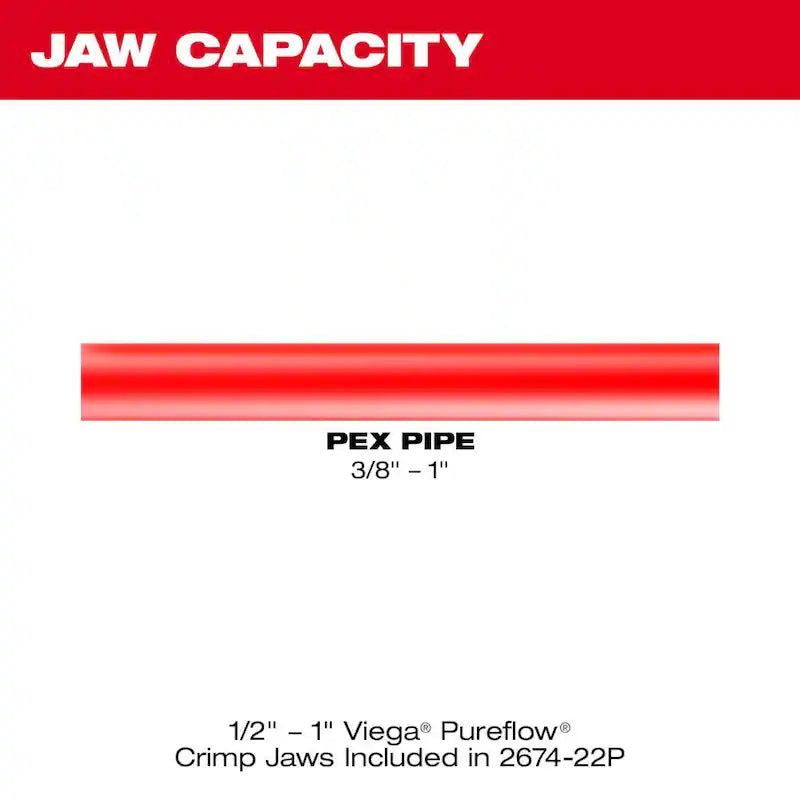 M18 18V Lithium-Ion Cordless Short Throw PEX Press Tool Kit w/ (3) Viega PureFlow Jaws,(2) 2.0Ah Batteries & Charger