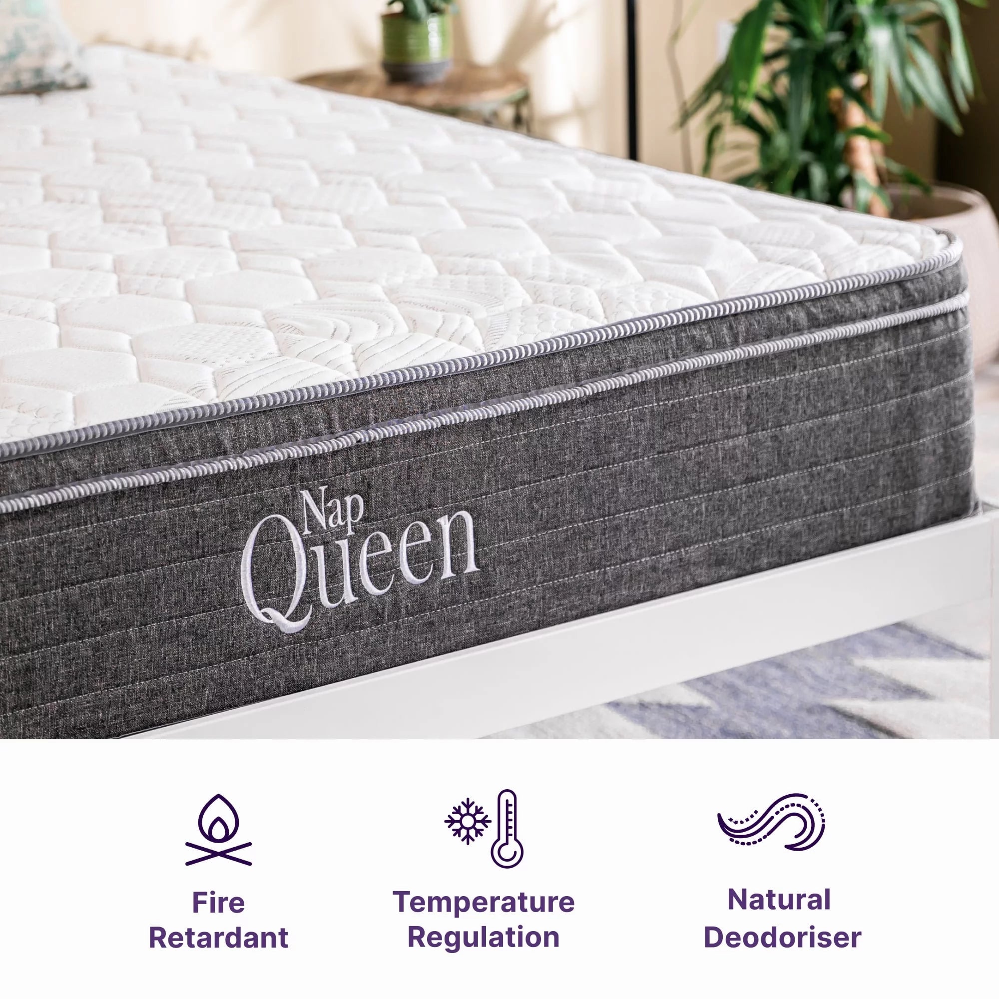 NapQueen Victoria 12" Medium Firm, Hybrid of Cooling Gel Infused Memory Foam and Pocket Spring Mattress, Queen Size