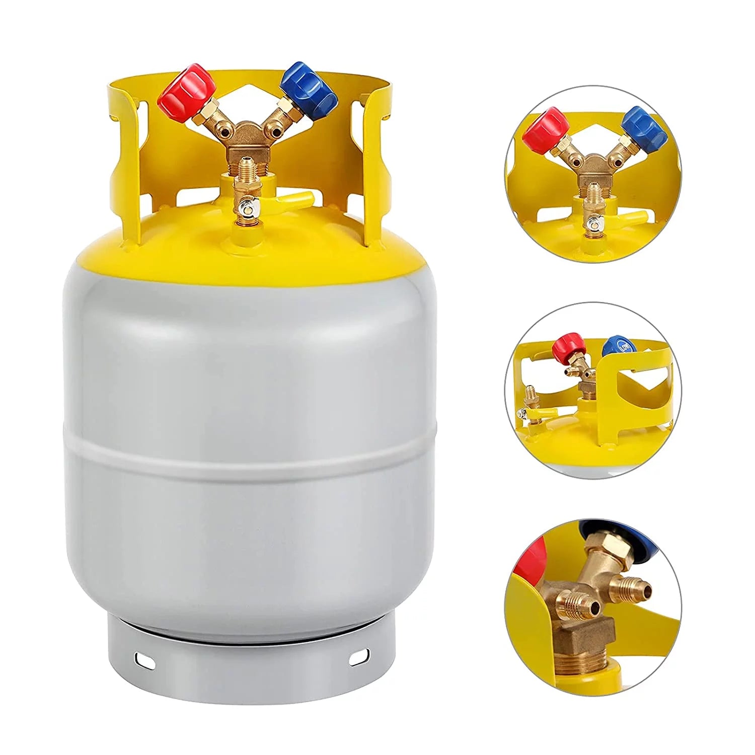 30 LB Capacity Refrigerant Recovery Tank with 1/4 SAE Y Valve Double Valve Collar Design 14 Inch Tank Reusable Save Valve