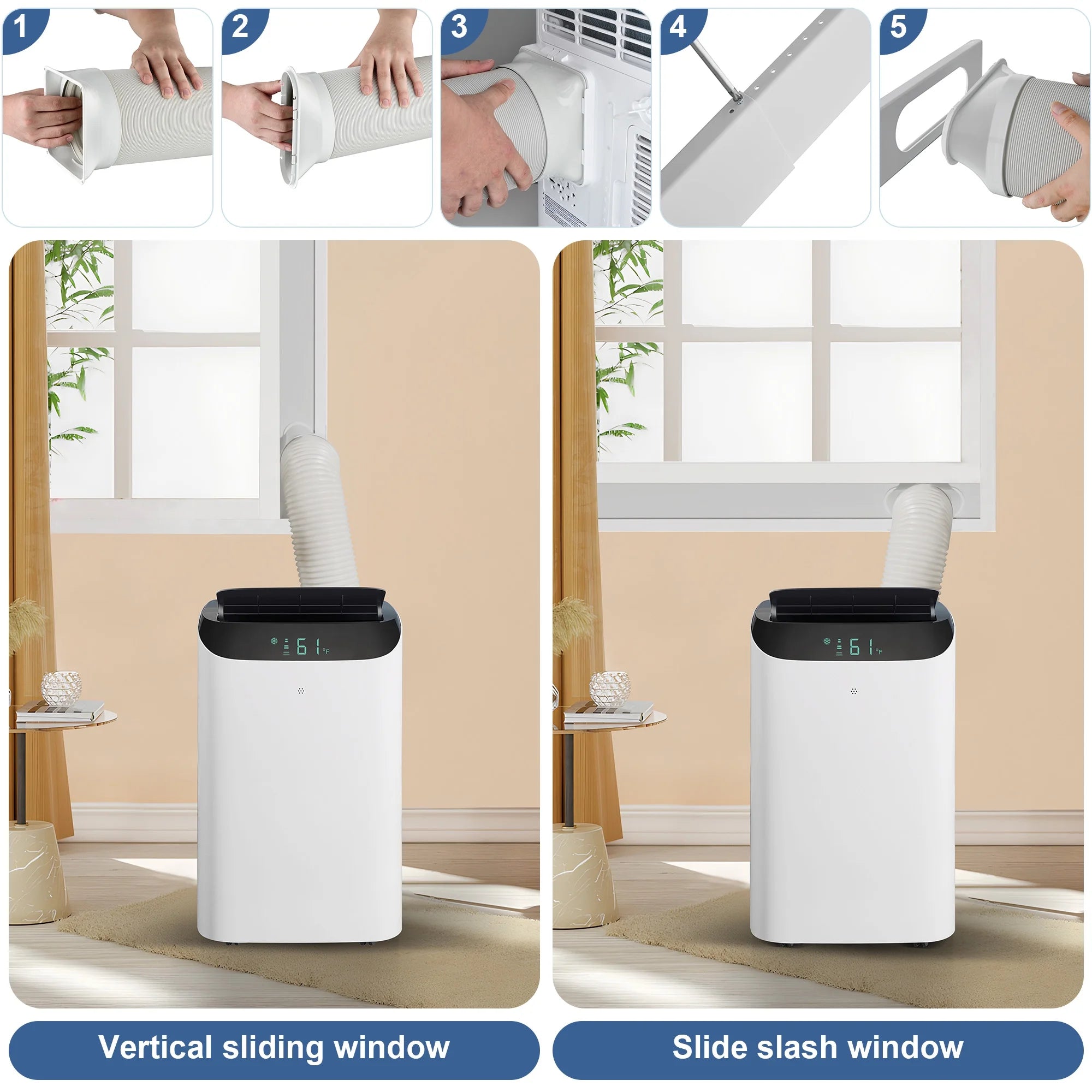 Agtana 8000 BTU (12000 BTU ASHRAE) Portable Air Conditioner Cools Room up to 500 sq.ft, 3-in-1 Portable AC Unit with Dehumidifier & Fan, Including Remote Control, DIY Window Kit