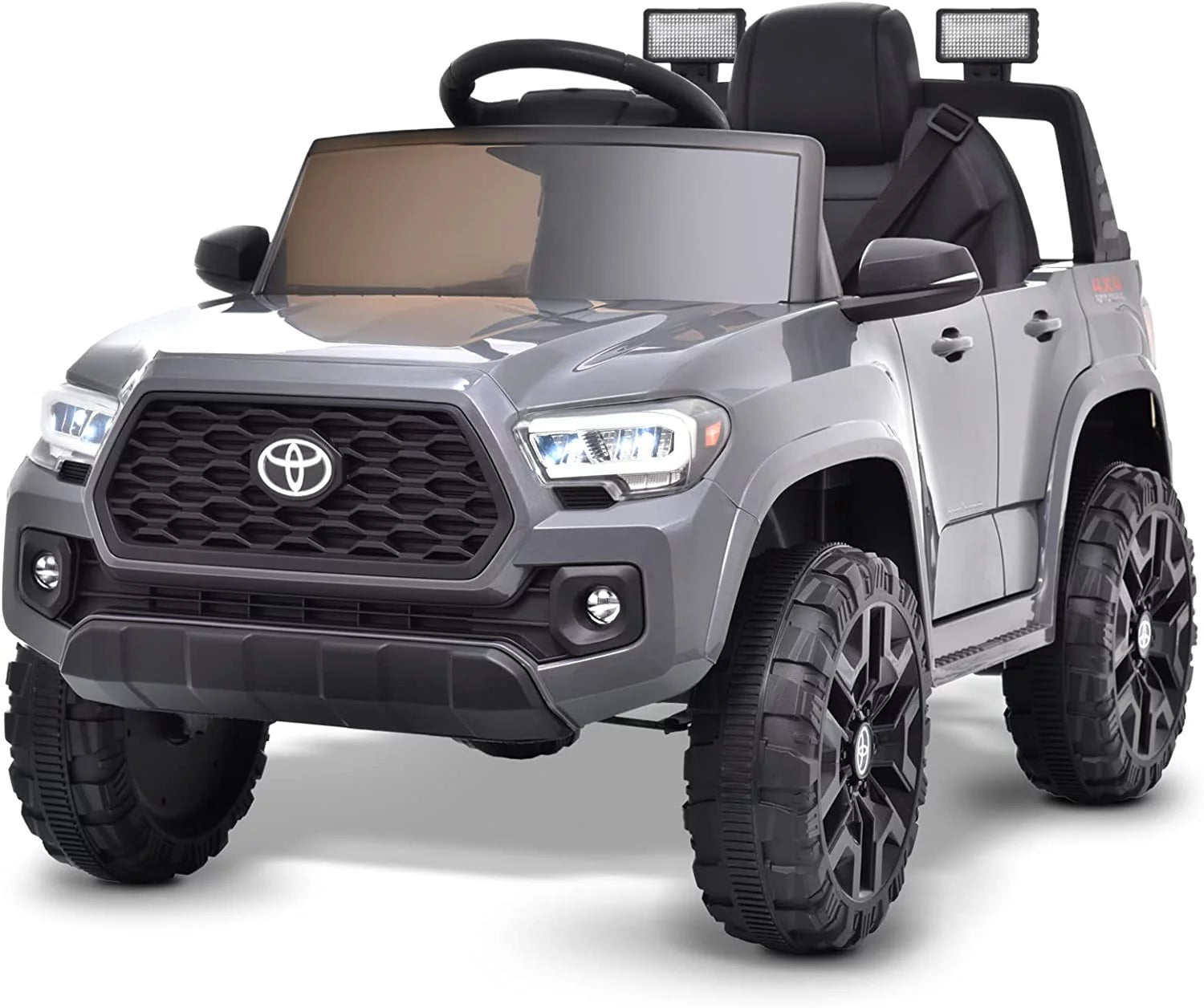 Blitzshark 12V Kids Ride on Car Licensed Toyota Tacoma Battery Powered Motorized Electric Vehicle, with Remote Control, Digital Display, Spring Suspension, Storage Space, Music & FM, Gray