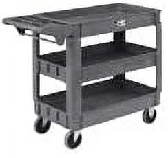 Global Industrial 242083 Small Deluxe 3 Shelf Plastic Utility & Service Cart with 5 in. Rubber Casters, Gray