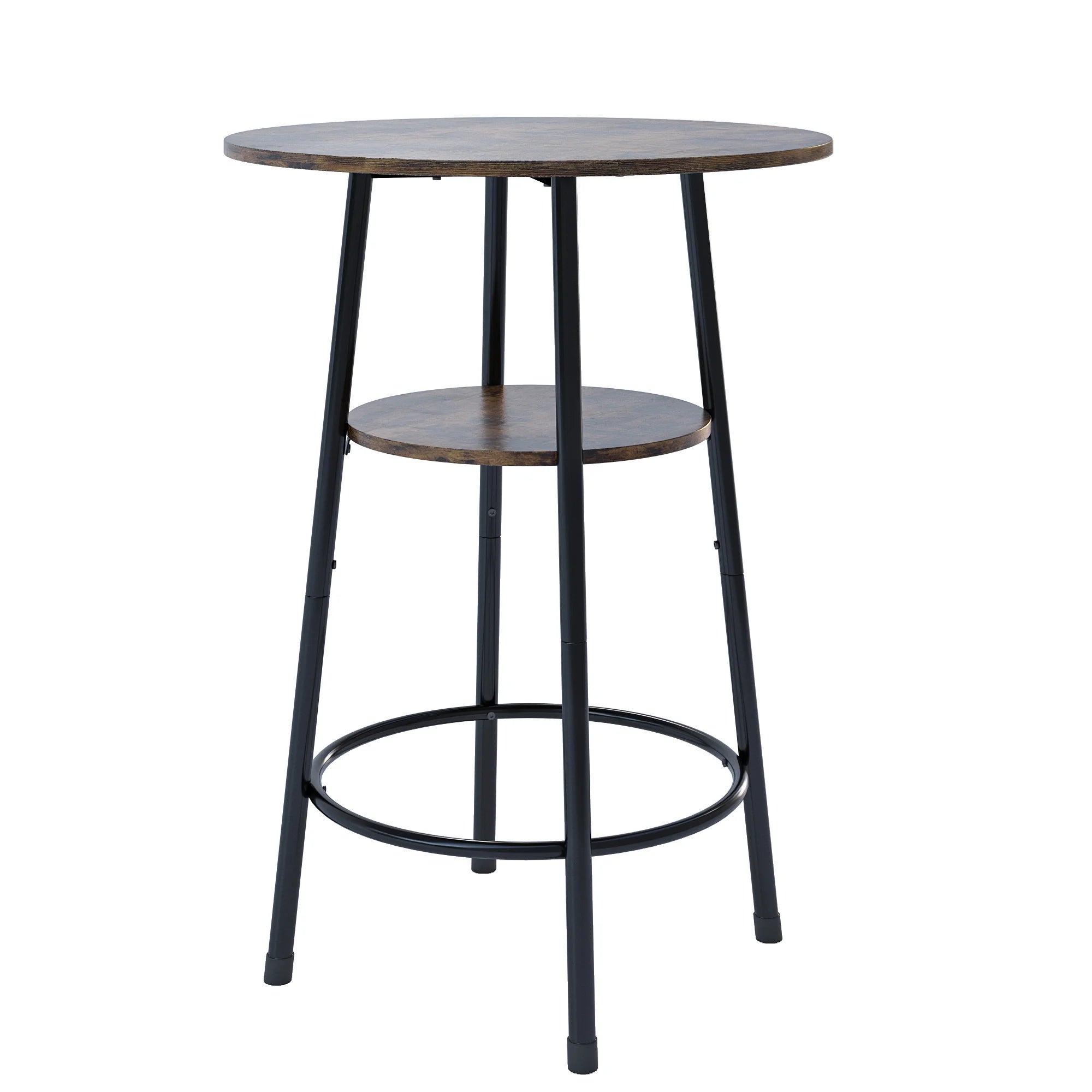 5 Piece Bar Table Set, Modern Counter Height Dining Set, Home Dining Table and Chairs Set for 4, Kitchen Breakfast Table Set with 4 Cushioned Stools, Bistro Pub Table Set, Rustic Brown