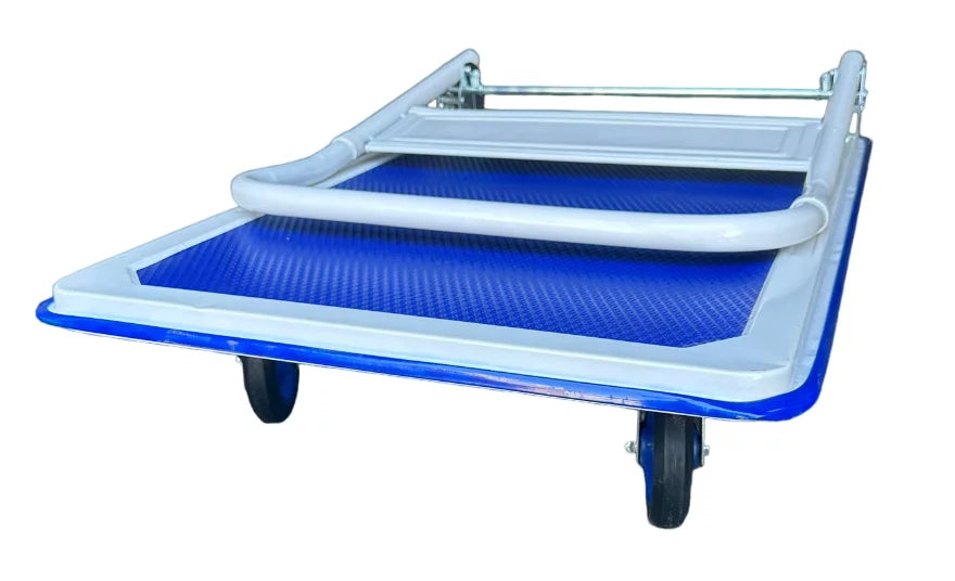 X Factor Foldable Platform Truck Push Cart Dolly with Swivel Wheels, Hand Truck Rolling Flatbed Cart 660 Lb Heavy Duty Weight Capacity, with Collapsible Push Handle Flat Bed Wagon (Blue)