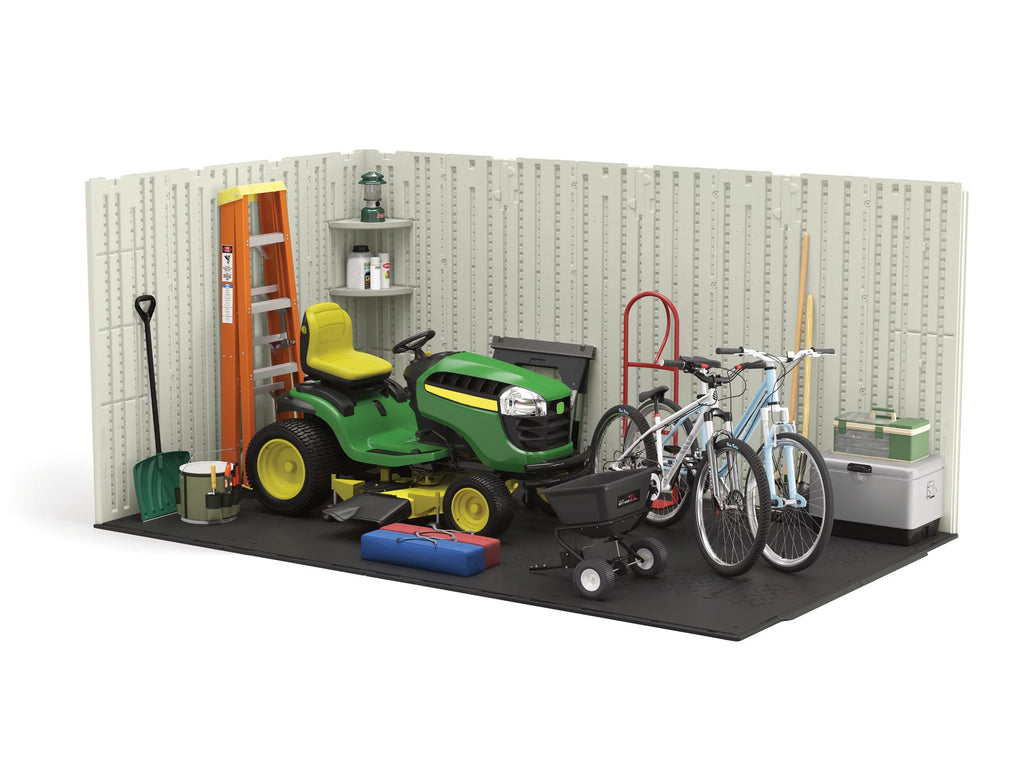 Suncast Metal and Resin Storage Shed, Vanilla, 122.25 in D x 103 in H x 100.5 in W