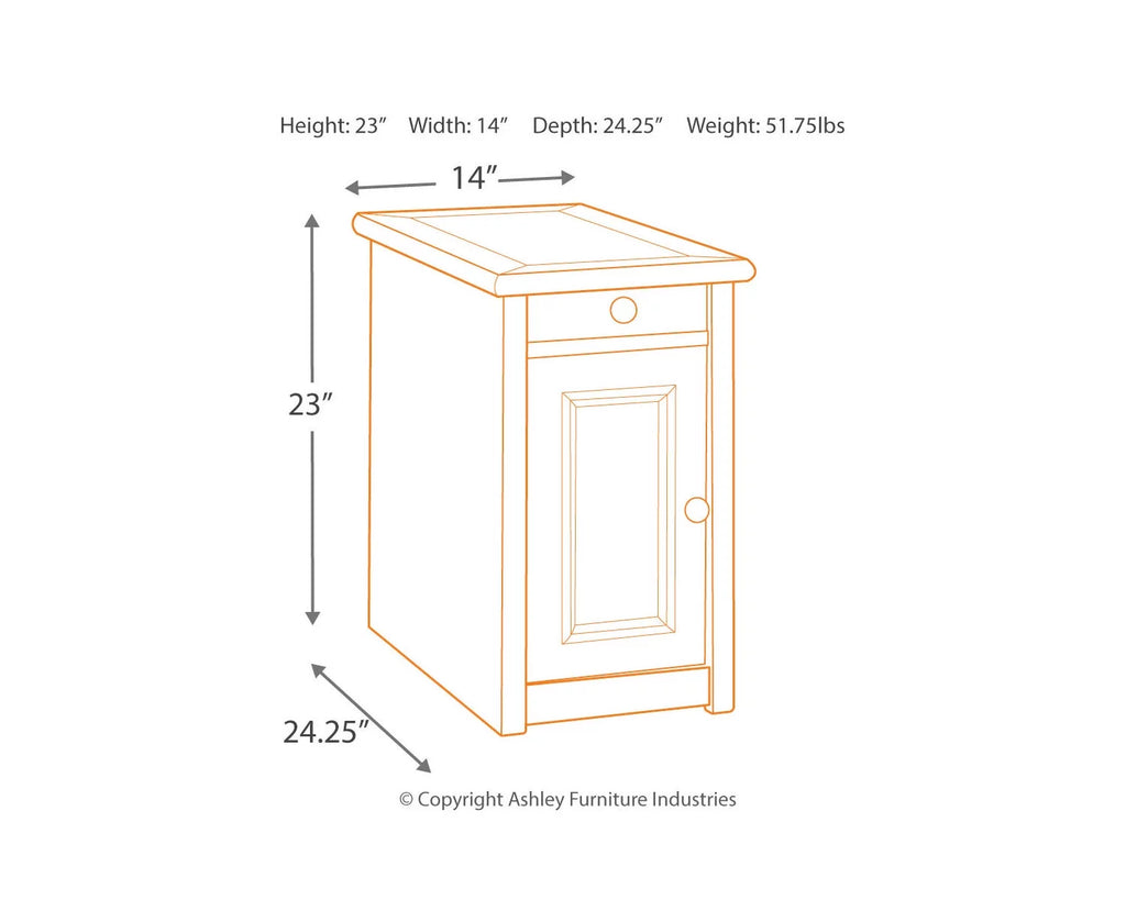 Signature Design by Ashley Casual Bolanburg Chairside End Table with USB Ports & Outlets  Two-tone