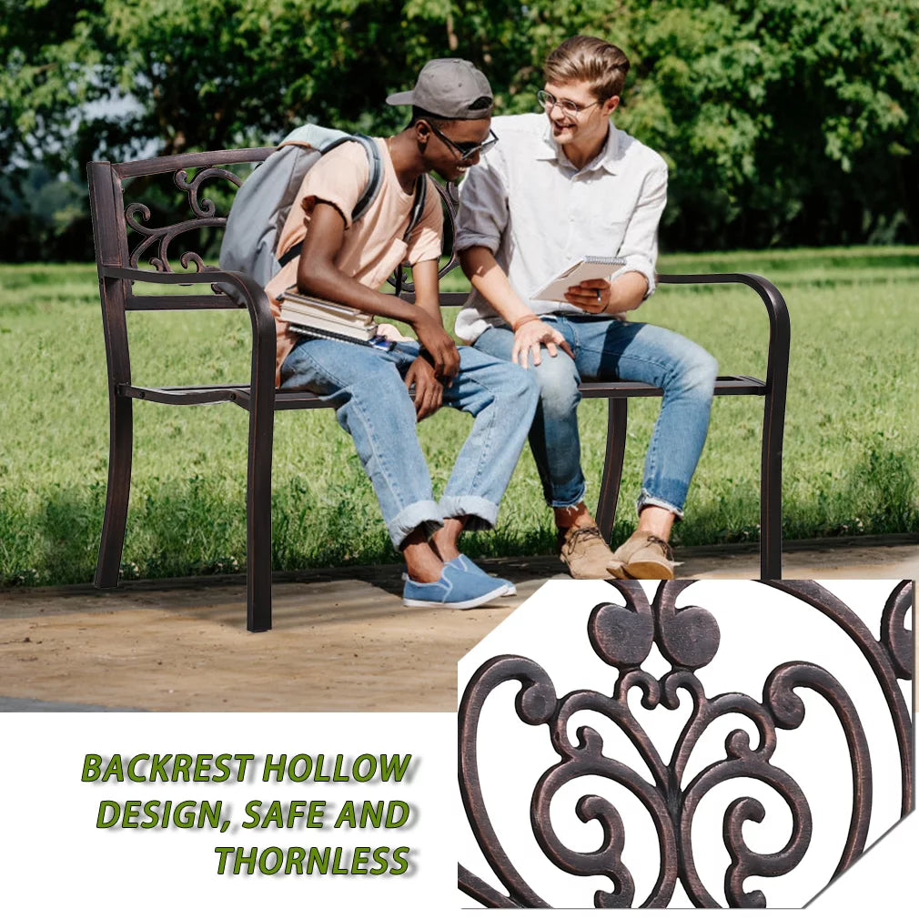 FDW Garden Bench for Patio Outdoor Bench Metal Bench Park Bench Cushion for Yard Porch Clearance Work Entryway