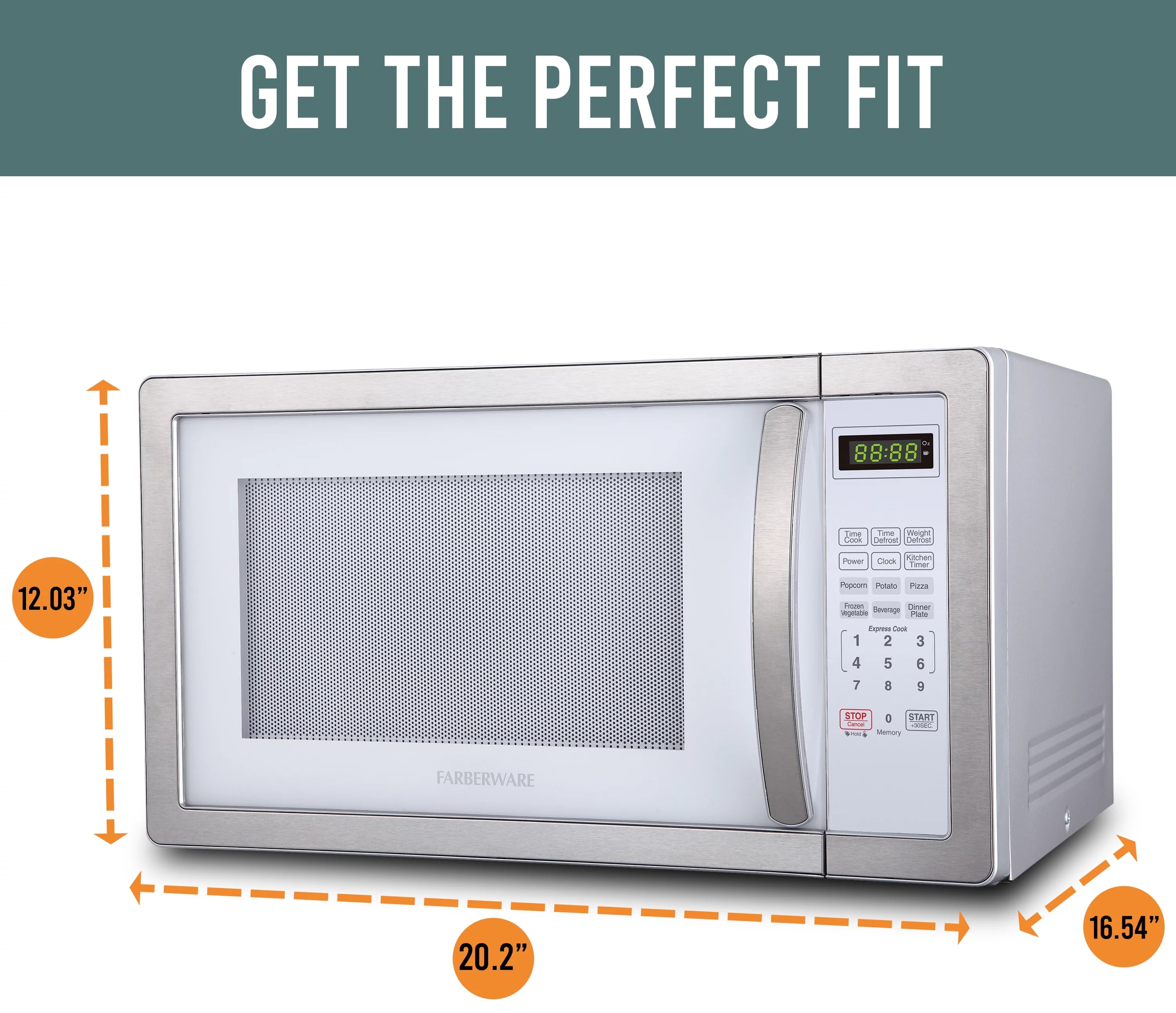 Farberware Classic 1.1 Cu. ft. 1000-Watt Microwave Oven, White and Platinum, FMO11AHTPLB