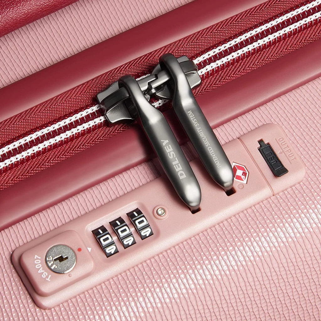 DELSEY Paris Chatelet Hardside Luggage with Spinner Wheels, Pink, 3 Piece Set 19/24/28