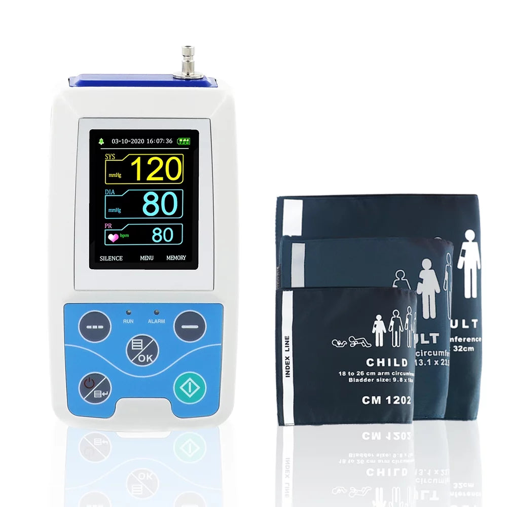 CONTEC ABPM50 Handheld 24hours Ambulatory Blood Pressure Monitor with PC Software for Continuous Monitoring NIBP USB Port with Three Cuffs