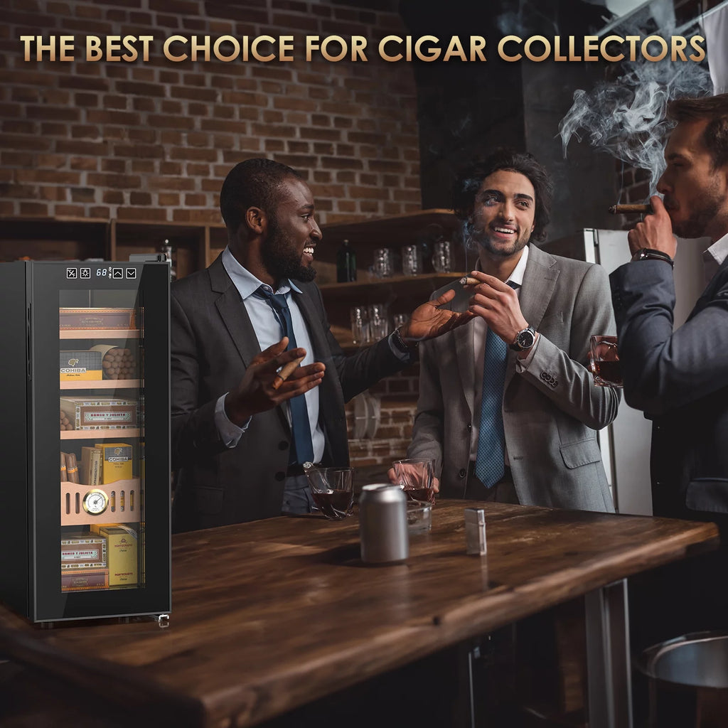 Rocita 16L Cigar Humidor, Electric Cigar Humidor Cabinet for 100 Counts with Digital Hygrometer, Spanish Cedar Lined Cigar Box, Great Gift for Father Friends Men