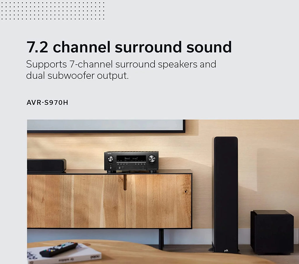 Restored Denon AVRS970H 7.2 Channel 8K AV Home Theater Receiver with Dolby Atmos Wi-Fi (Refurbished)