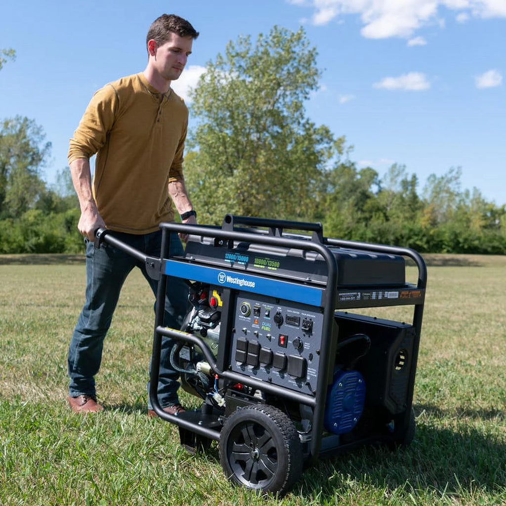 Westinghouse 15,000 Peak Watt Dual Fuel Portable Generator, Gas or Propane, Home Backup, CO Sensor