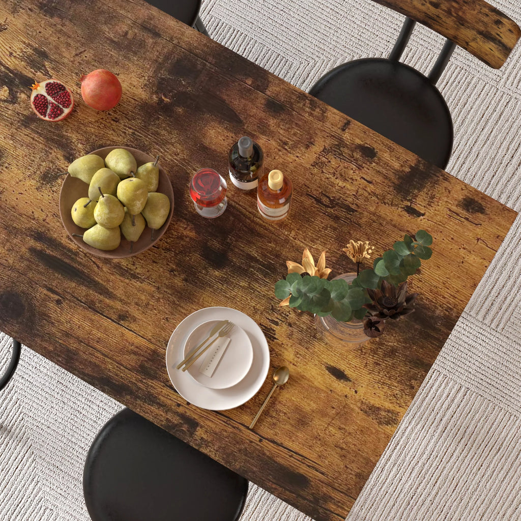 5 Piece Bar Table Set, Modern Counter Height Dining Set, Home Dining Table and Chairs Set for 4, Kitchen Breakfast Table Set with 4 Cushioned Stools, Bistro Pub Table Set, Rustic Brown