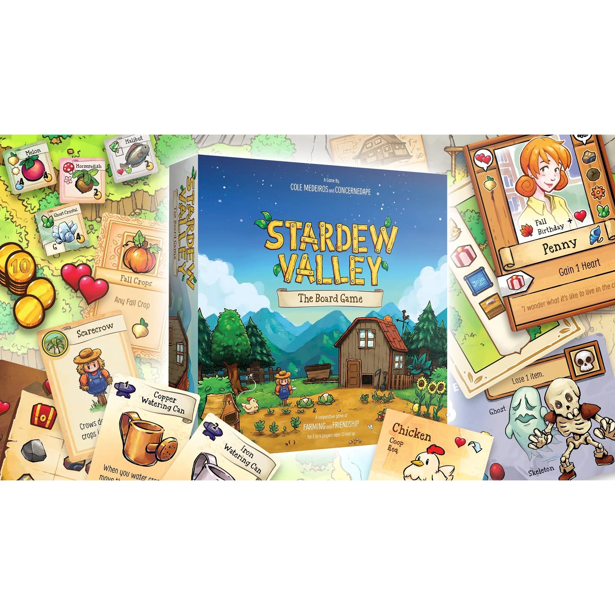 Stardew Valley: The Board Game - CONCERNEDAPE, A Cooperative Farming & Friendship Game, Based On The Video Game, Family Game Night, 1-4 Players, Ages 13+, 45 Min Per Player