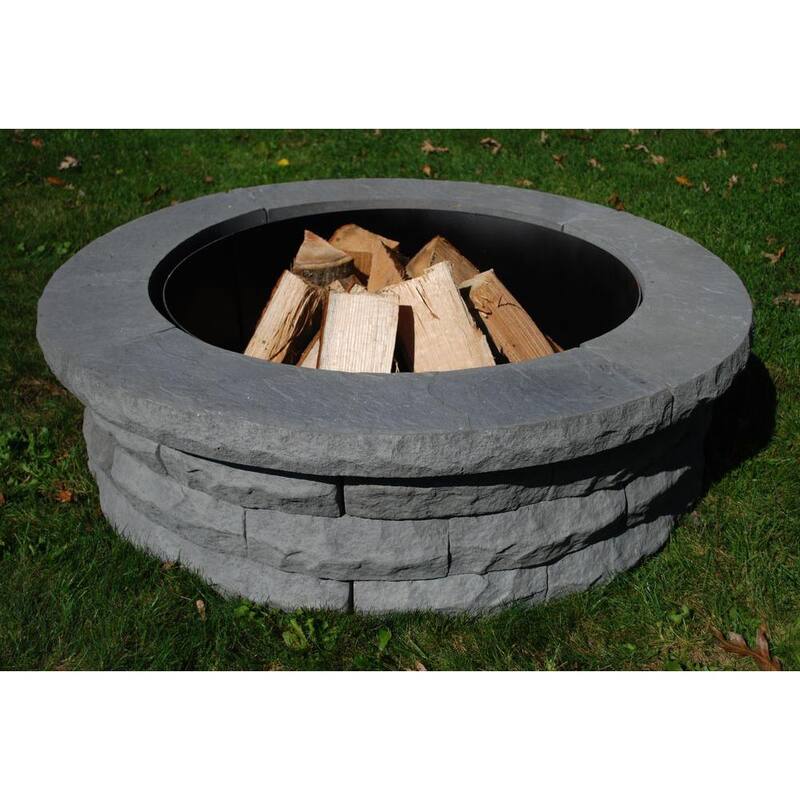 Ledgestone 47 in. x 14 in. Round Concrete Wood Fuel Fire Pit Ring Kit Gray