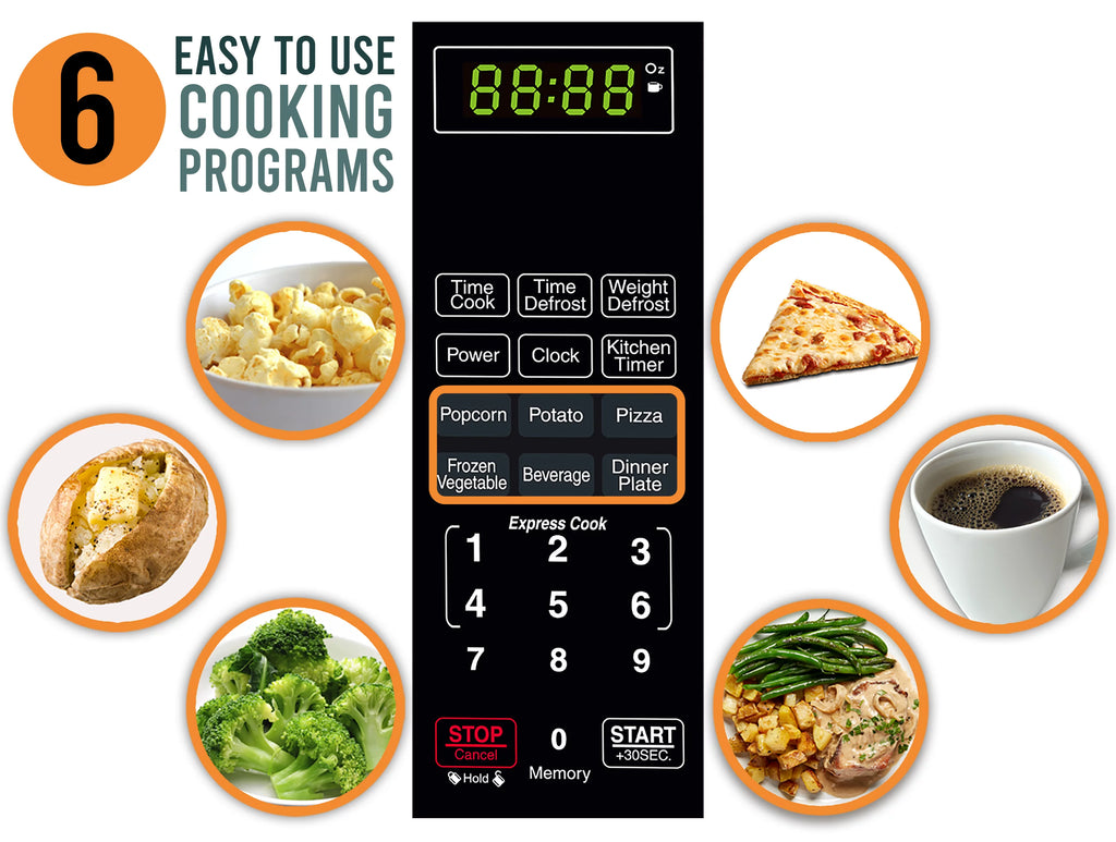 Farberware Classic 1.1 Cu. ft. 1000-Watt Microwave Oven, White and Platinum, FMO11AHTPLB