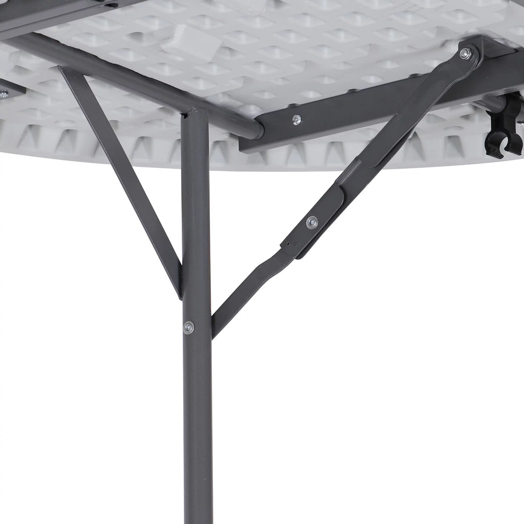 HomGarden 48" Round Bi-Folding Picnic Table 4FT Portable Plastic Dining Card Table Indoor & Outdoor White