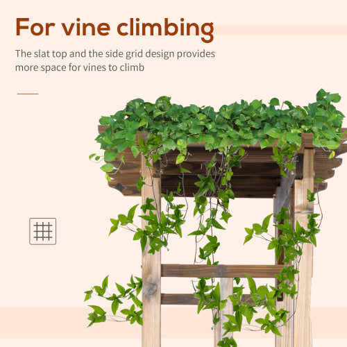 Buumin Outsunny 85" Wooden Garden Arbor for Wedding and Ceremony, Outdoor Garden Arch Trellis for Climbing Vines - Carbonized