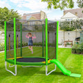 EUROCO 800LBS 7FT Kids Trampoline with Safety Enclosure Net, Indoor Outdoor Trampoline with Slide,Ladder,Spring Pad,All-Weather Trampolines (Age3-12) for 3-4 Kids, Easy Assembly Round Trampoline,Blue