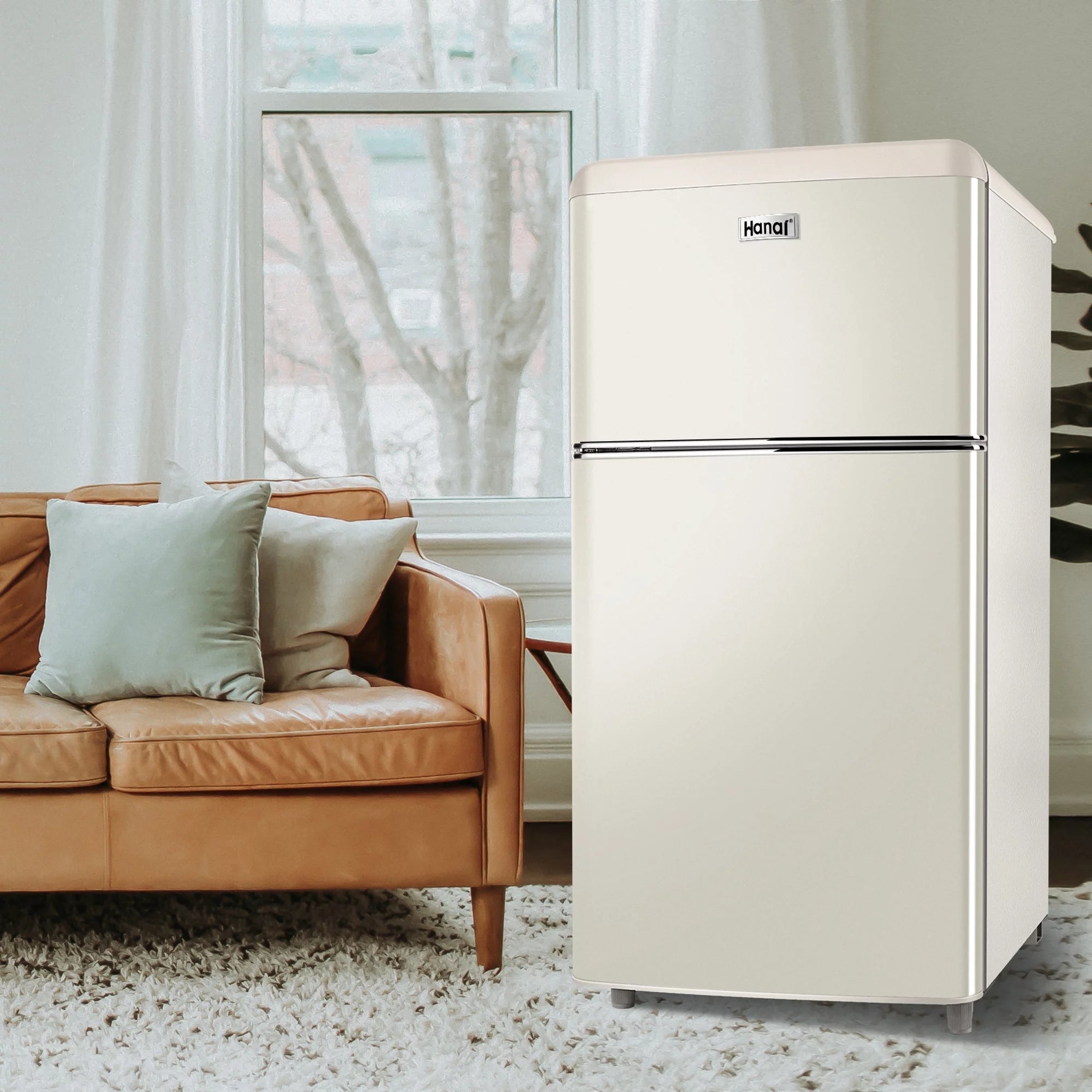 WANAI 3.5 Cu ft Two Door Mini Refrigerator with Freezer,Black