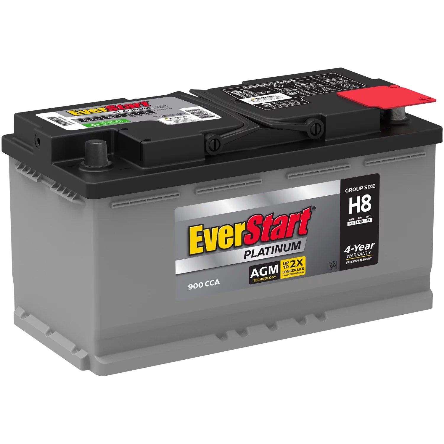 EverStart Platinum AGM Automotive Battery, Group Size H8 / LN5 / 49 12 Volt, 900 CCA 150 RC