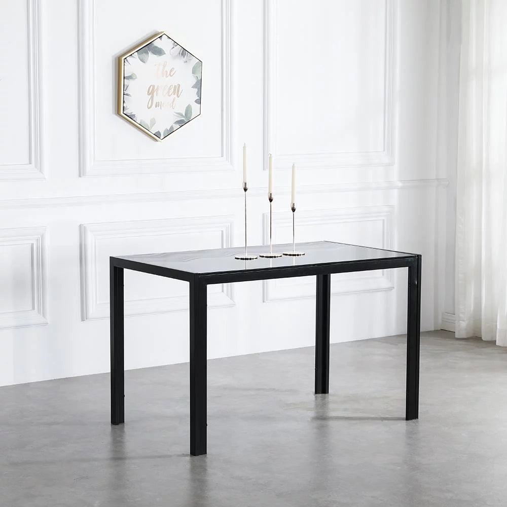 Ktaxon Modern Glass Dining Table For 4, Breakfast Rectangle for Small Kitchen Dining Room Black(Only Talbe)
