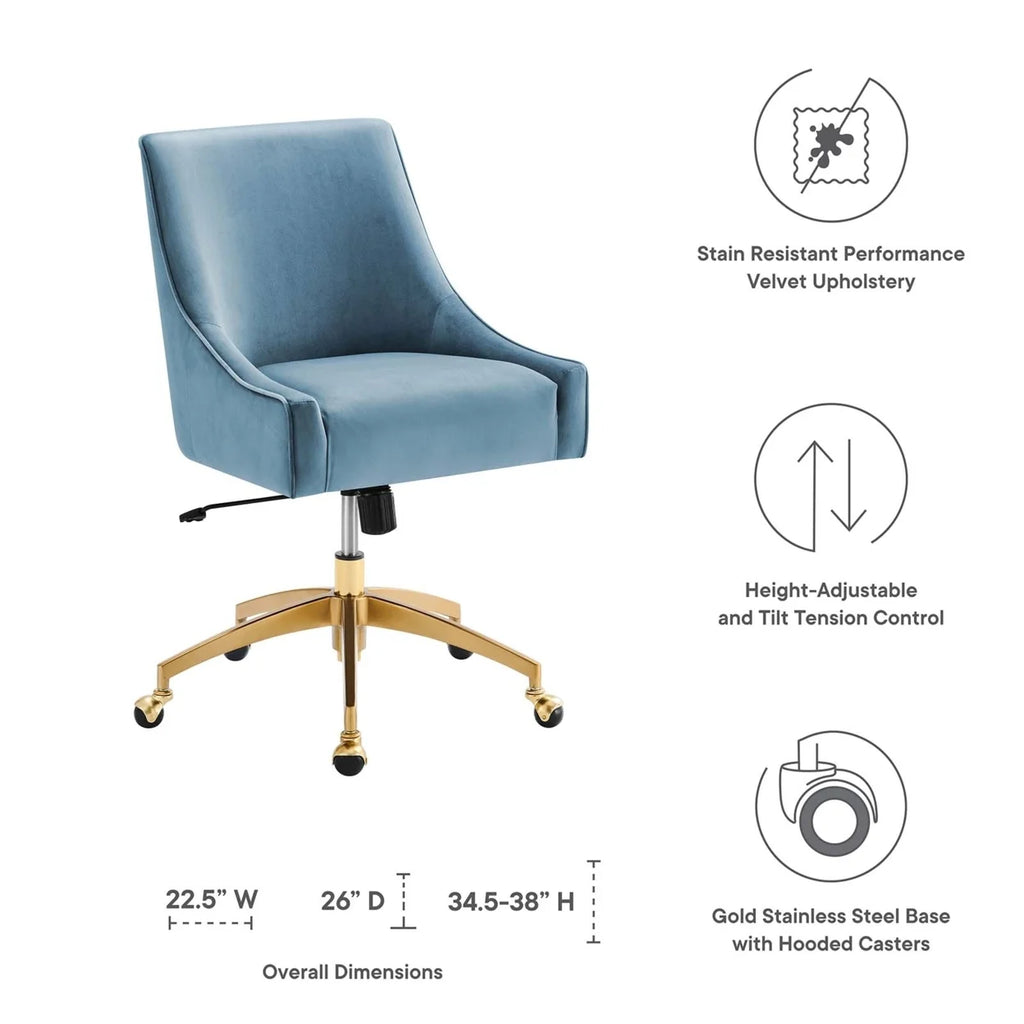 Discern Performance Velvet Office Chair Light Blue