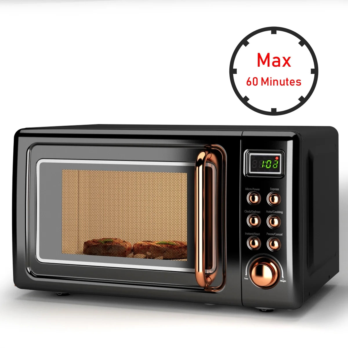 Costway 0.7Cu.ft Retro Countertop Microwave Oven 700W LED Display Glass Turntable Green