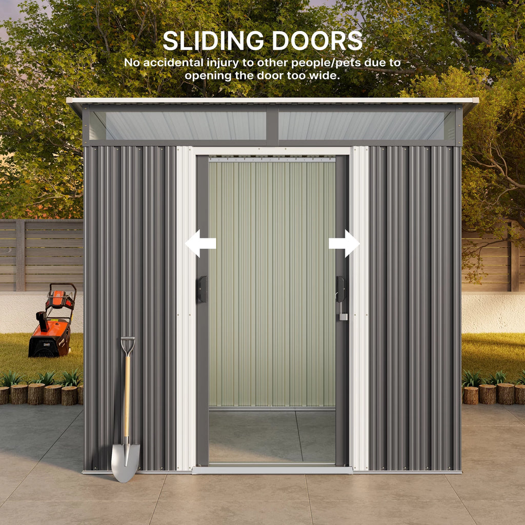 Lofka 6ft x 4ft Metal Garden Shed for Outdoor Storage, Gray