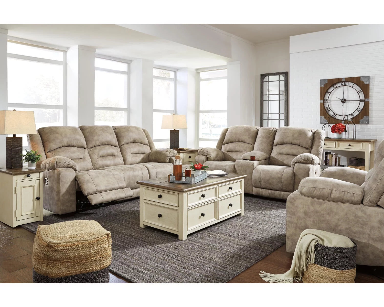 Signature Design by Ashley Casual Bolanburg Chairside End Table with USB Ports & Outlets  Two-tone