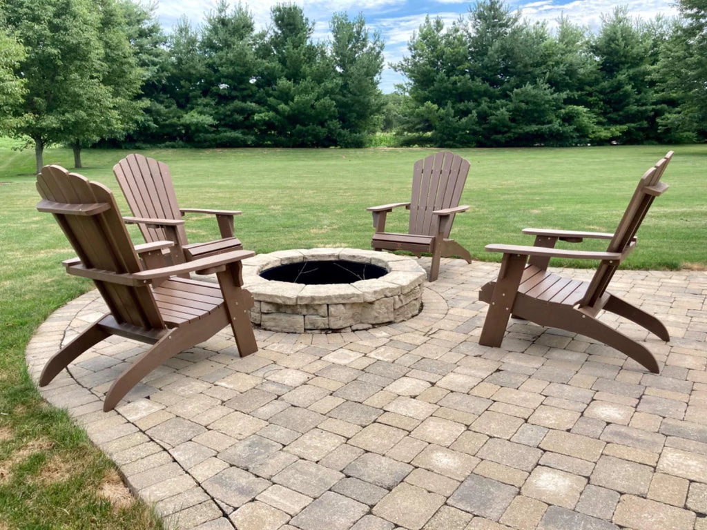 Qomotop Ploy Lumber Adirondack Chair with Cup Holder, Fade-Resistant Outdoor Seating with 350lbs Duty Rating, All-Weather Patio Chair for Garden,Brown