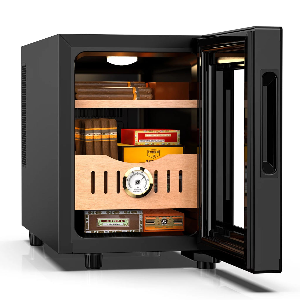 Rocita 16L Cigar Humidor, Electric Cigar Humidor Cabinet for 100 Counts with Digital Hygrometer, Spanish Cedar Lined Cigar Box, Great Gift for Father Friends Men