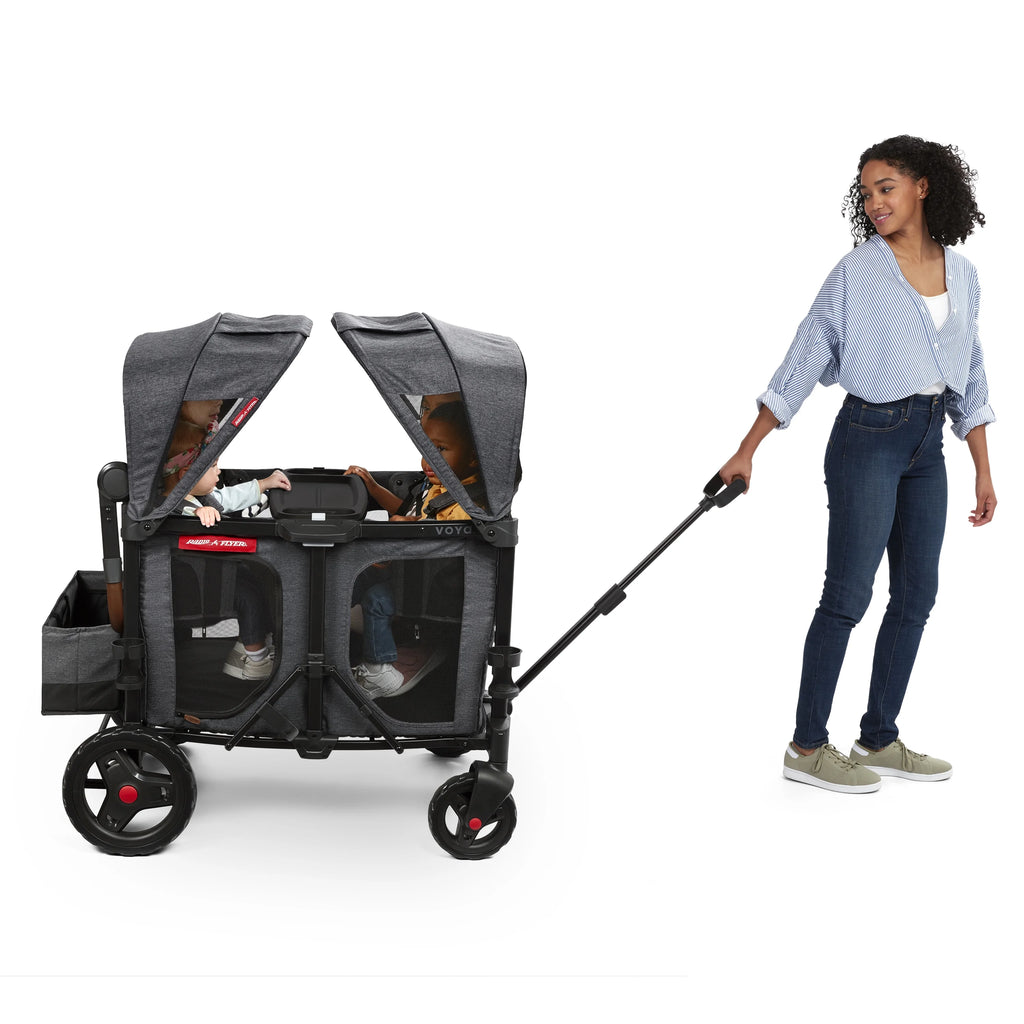 Radio Flyer, Voya™ XT Quad Stroller Wagon, Premium Stroller Wagon for 4 Kids, Accessories Included