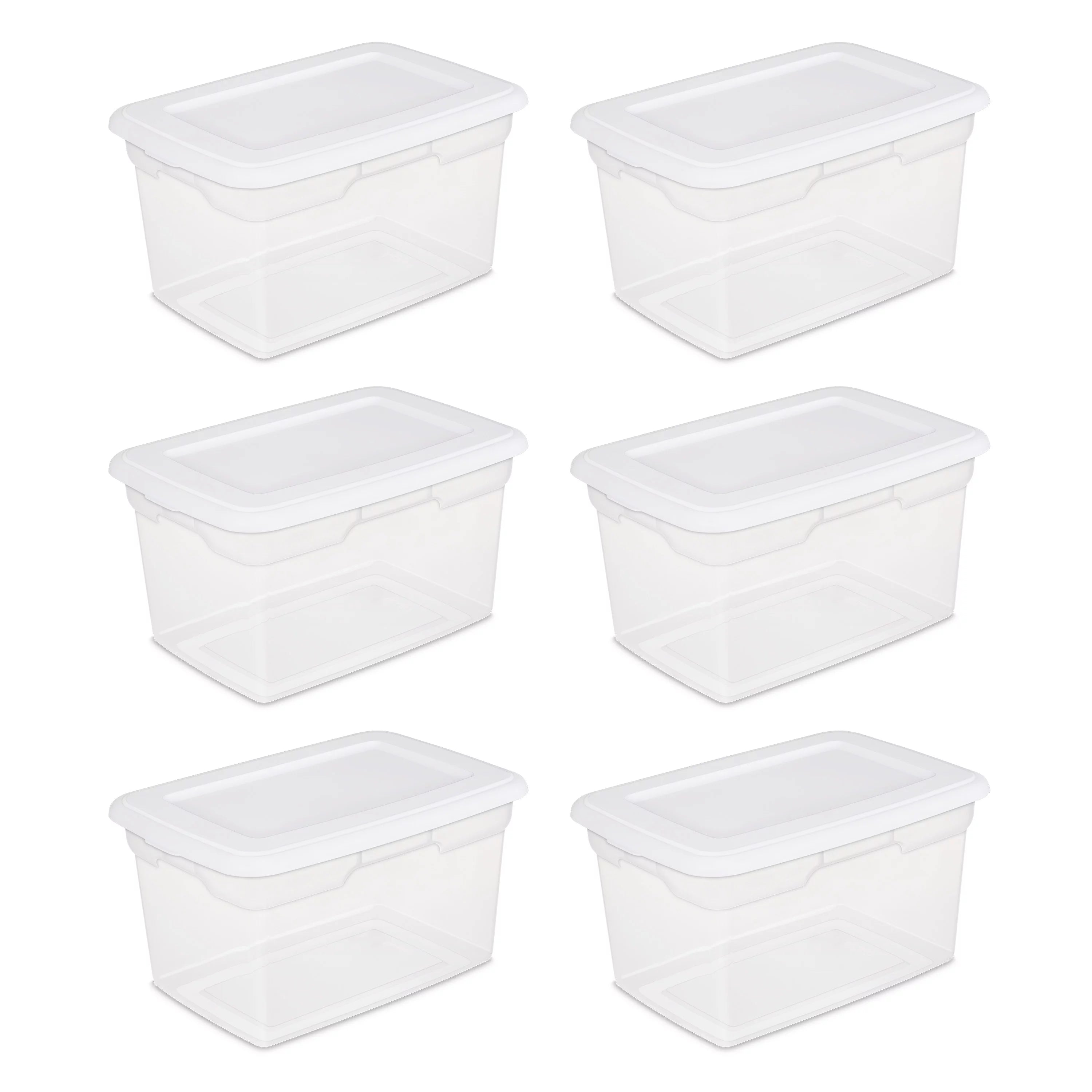 Sterilite 20 Qt. Storage Box Plastic, White, Set of 6