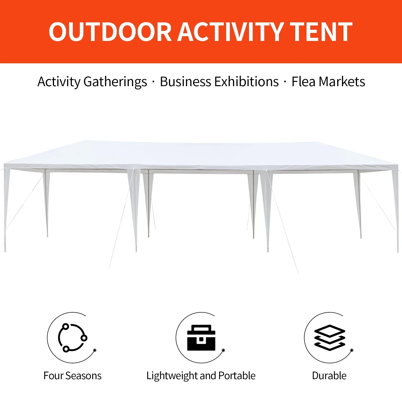 SYTHERS 10 x 30 FT Outdoor Party Tent, Heavy Duty Canopy Waterproof BBQ Backyard Gazebo