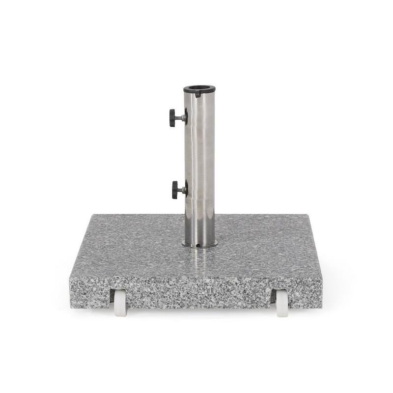 Emanuel 62.5 lbs. Granite and Stainless Steel Outdoor Patio Umbrella Base in Natural Grey