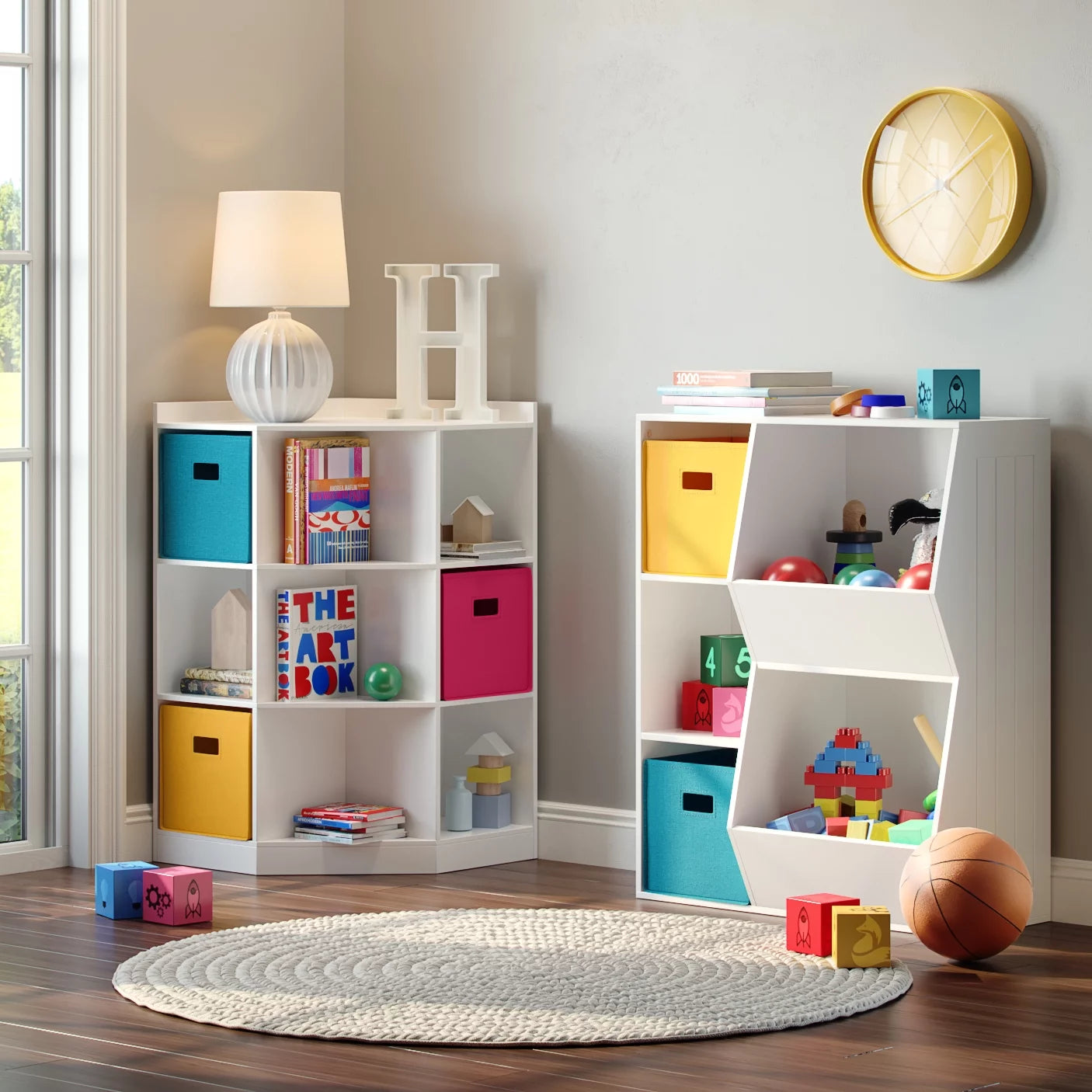 RiverRidge Kids 6-Cubby, 3-Shelf Corner Cabinet - White