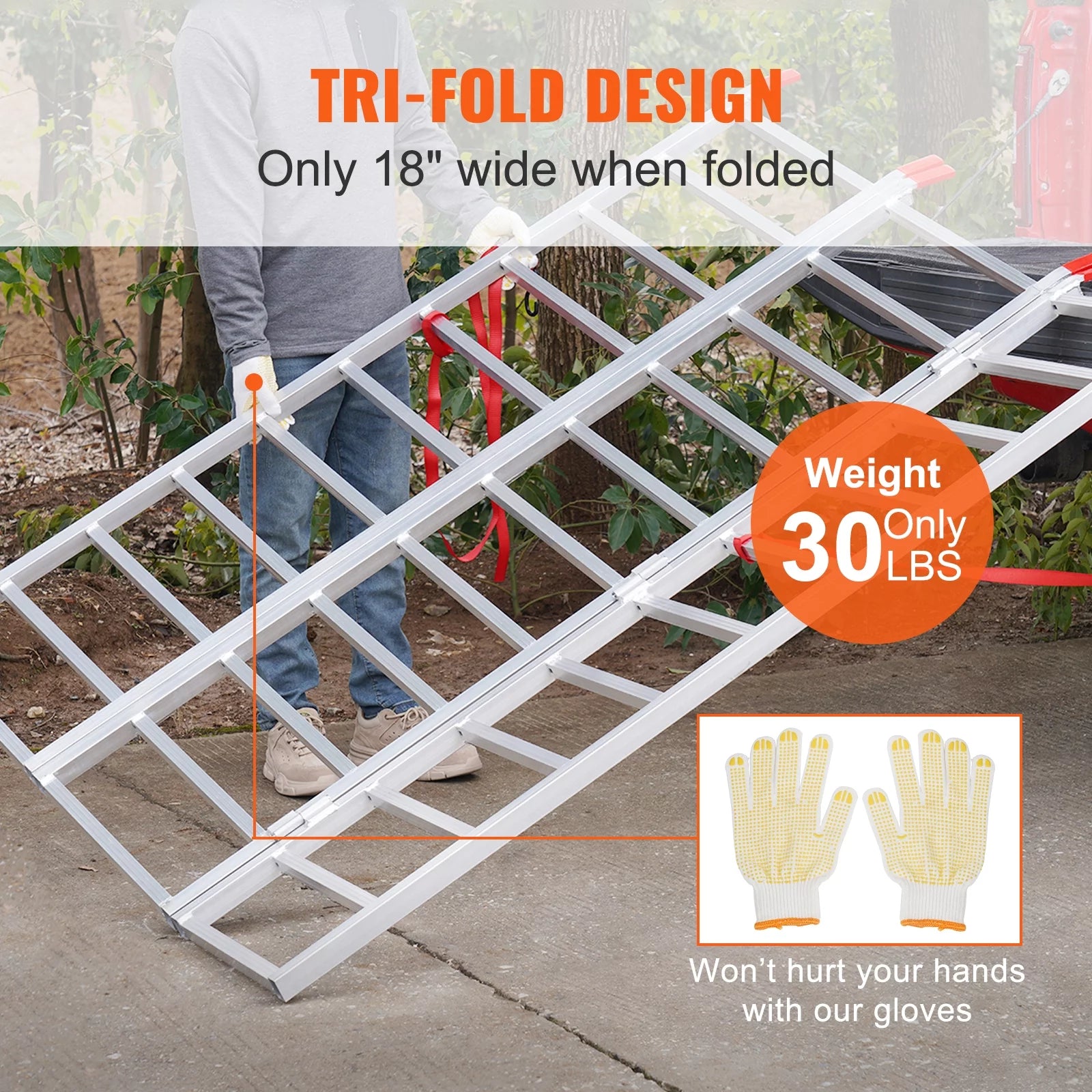 BENTISM Tri-Fold Aluminum Loading Ramp 1500 lbs 77" x 54" Non-slip Truck Ramps for Mini Bike Dirt Bike Tractors ATVs UTVs Motorcycles