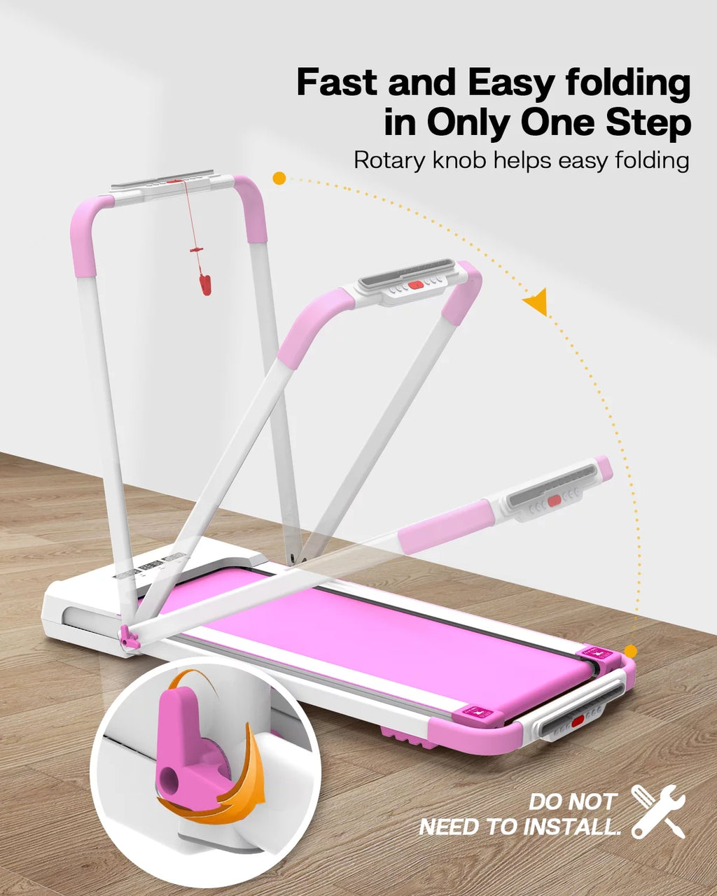 FYC 3.5HP Under Desk Treadmill - 300LBS Weight Capacity, 2-in-1 Foldable Design, Remote Control & LED Display - Compact Electric Walking and Running Machine for Walking, Running, Jogging (White)