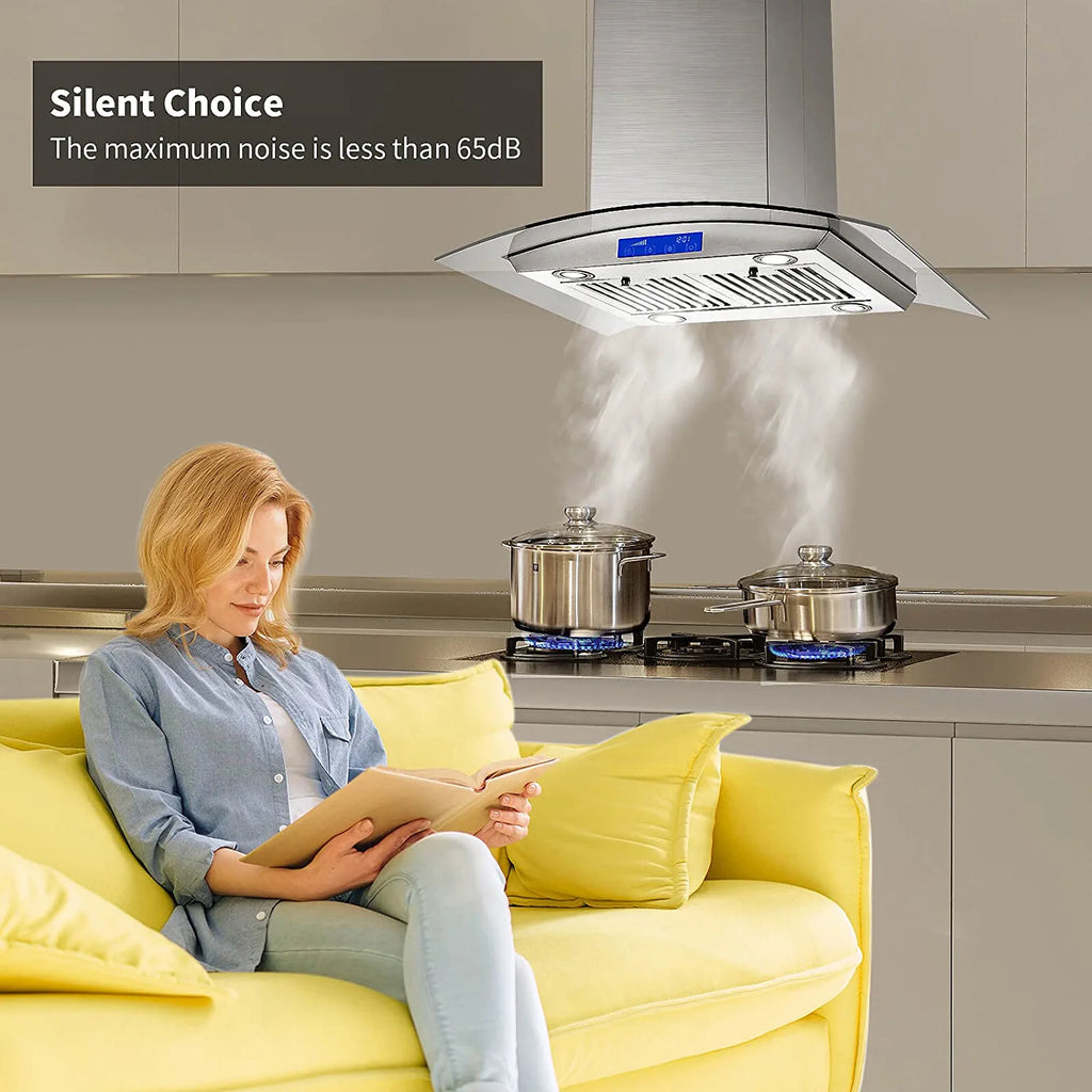 30 inch Island Mount Range Hood 700CFM Stainless Steel Touch Control Kitchen Vent Hood