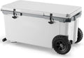 72 Quart Ultra-Light Wheeled Cooler Hard Insulated Portable Ice Chest Box for Beach, Drink, Beverage, Camping, Picnic, Fishing, Boat, Barbecue, 30% Lighter Than Rotomolded Coolers