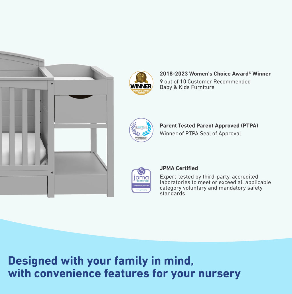 Graco Bellwood 5-in-1 Convertible Crib and Changer, White