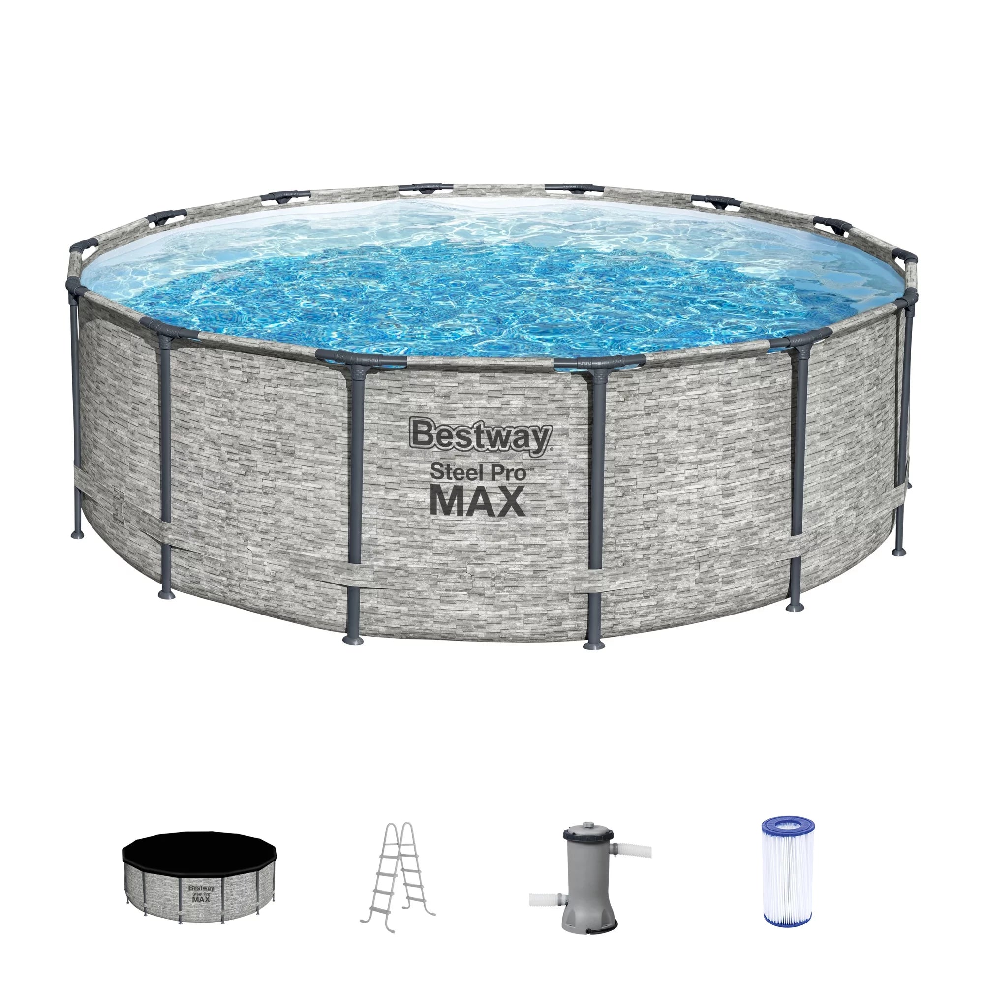 Bestway Steel Pro 15' x 48" Round Above Ground Outdoor Swimming Pool