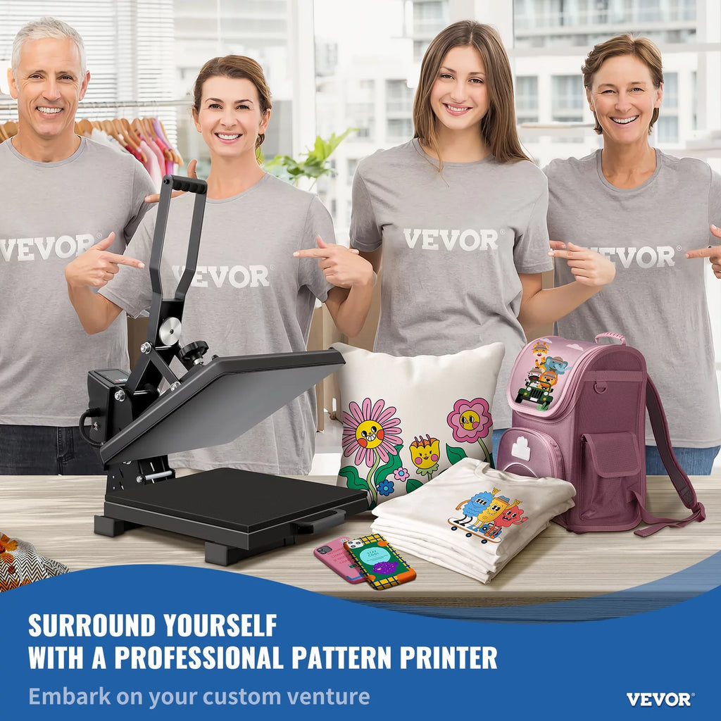 VEVOR Auto Open Heat Press Machine, 15x15inches Magnetic Semi-automatic Heat Press, Digital Clamshell Sublimation Transfer Teflon Coated, Heat Printing Press DIY T-shirts Canvas Bags Pads Photos 110V