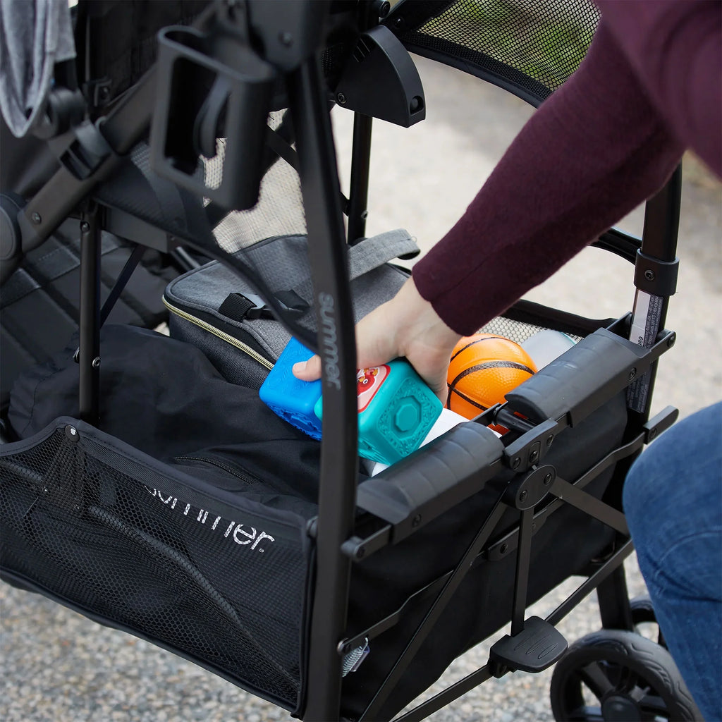 Summer Infant 3Dlite Tandem Double Stroller for Infants & Toddlers, Black